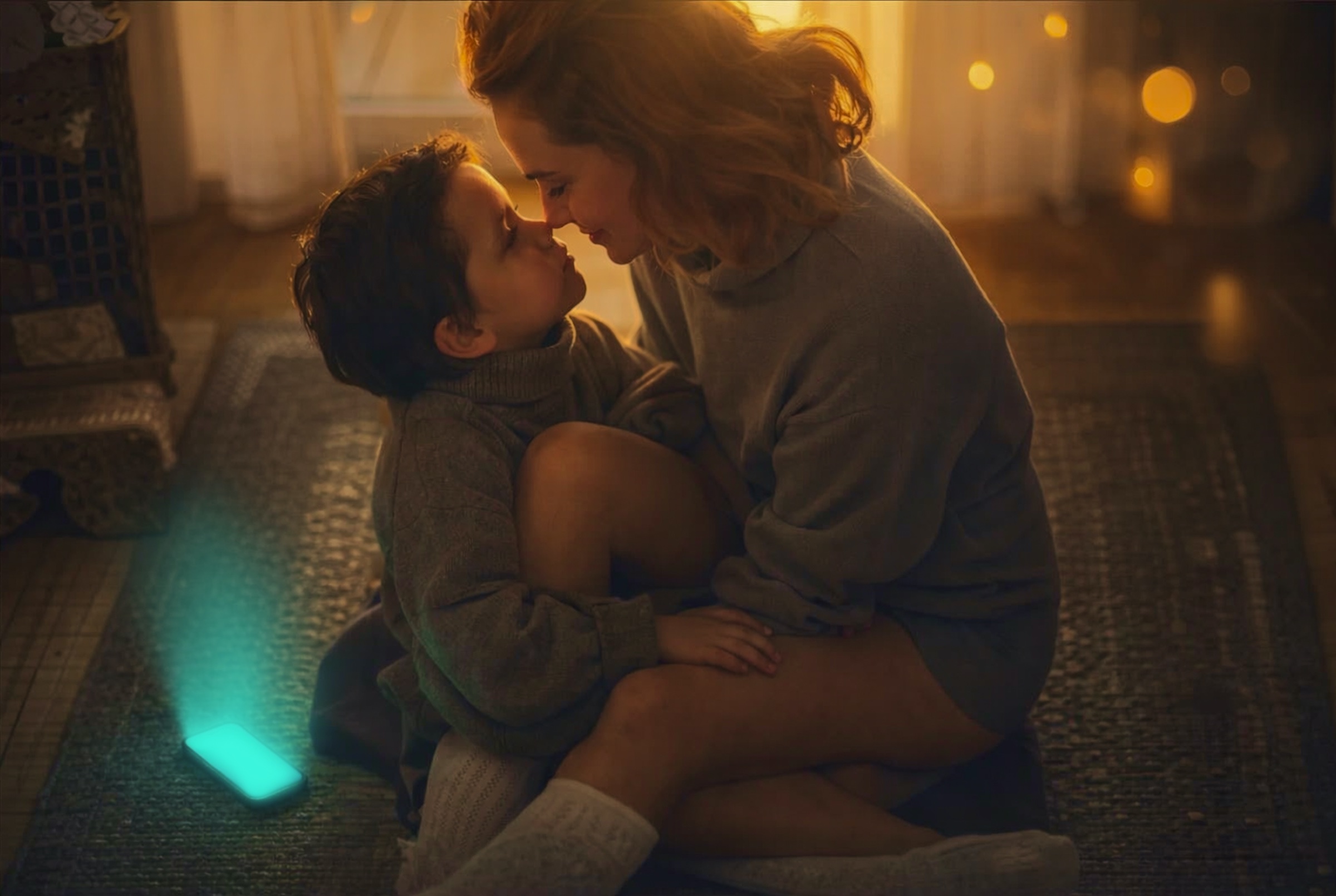 A parent and child sharing a quiet moment at home